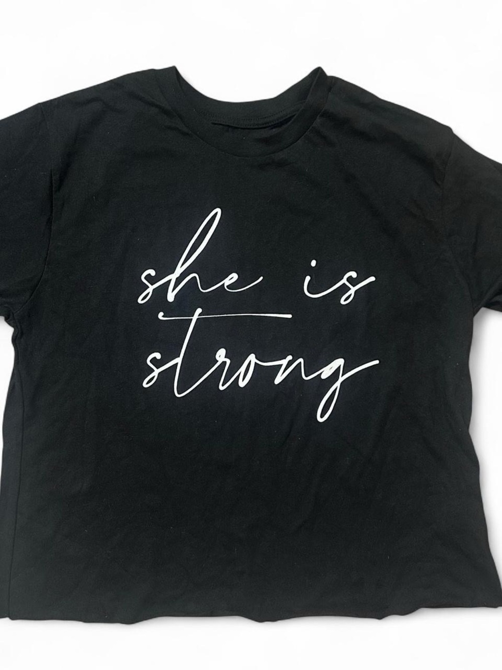 She Is Strong Black Graphic Tee - Women